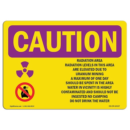 OSHA CAUTION RADIATION Sign, Radiation Area Radiation Levels W/ Symbol, 10in X 7in Rigid Plastic
